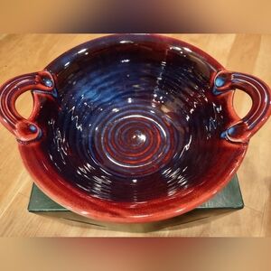 Appalachian Spring Handcrafted Red and Blue Ceramic Bowl